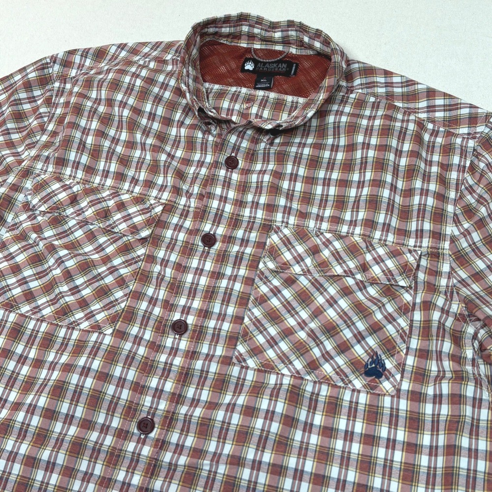 Alaskan Hardgear Duluth Mens XL Short Sleeve Plaid Button Down Shirt Ventilated
